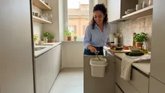 Pattumiera sospesa in cucina: la soluzione salvaspazio che libera il pavimento